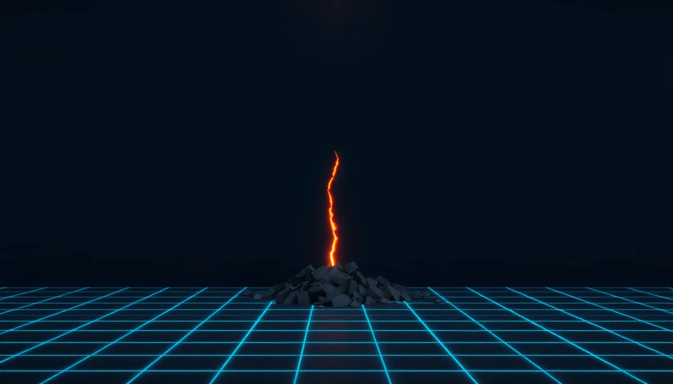 A dark wall with a jagged, glowing orange rift running all the way down to the floor